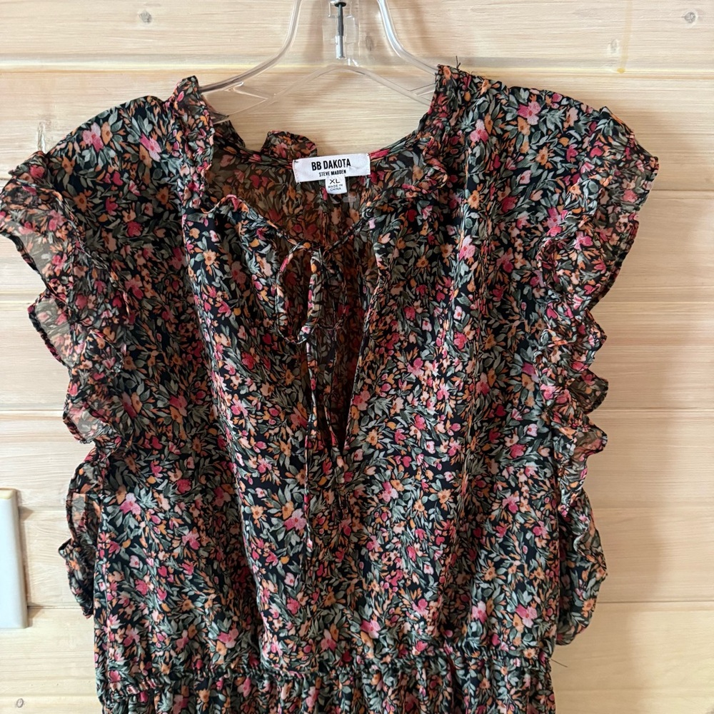 BB Dakota by Steve Madden Floral Tiered Ruffle Midi Dress Size XL